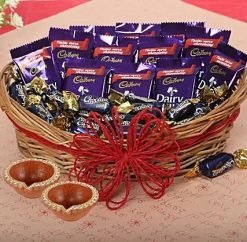 Dairy Milk Basket with Diyas