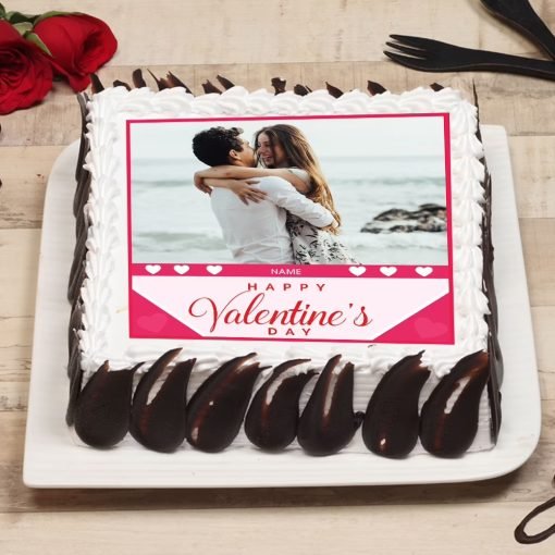 Special Valentine Day Photo Cake