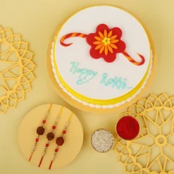 Rudraksha Rakhi with Pineapple Cake2