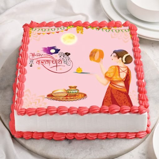 Square Karwa Chauth Cake