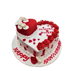 Heart Shape Anniversary Cake